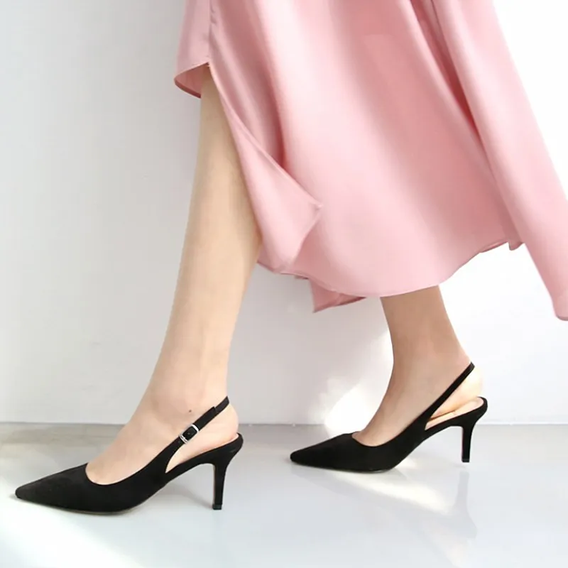 Босоножки EOEODOIT женские с ремешком на пятке туфли лодочки заостренный носок