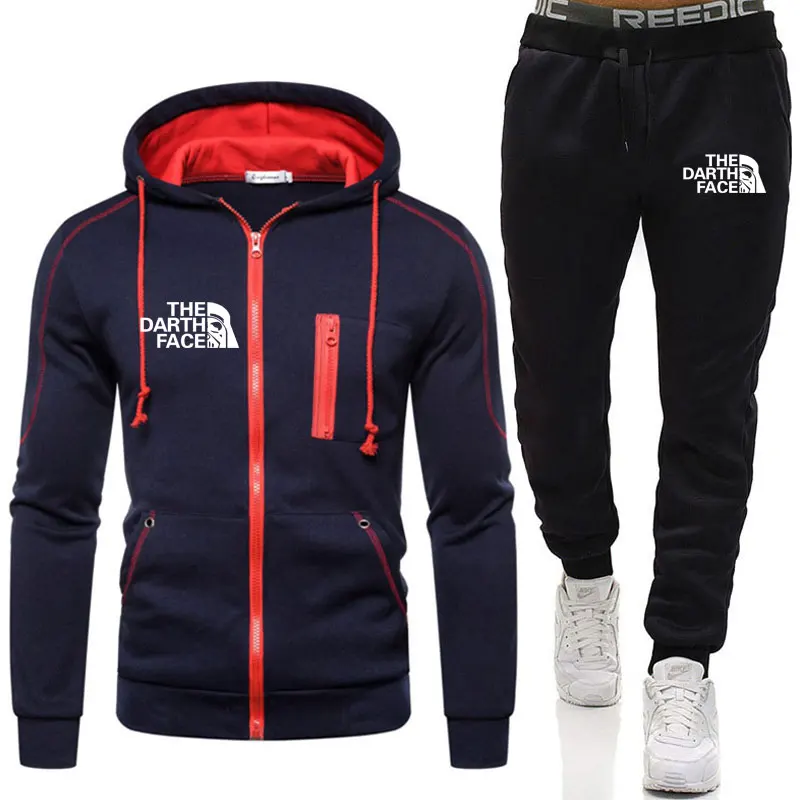 

2020 new sports brand men's suit zipper hoodie casual sportswear autumn and winter warm plus velvet men's clothing