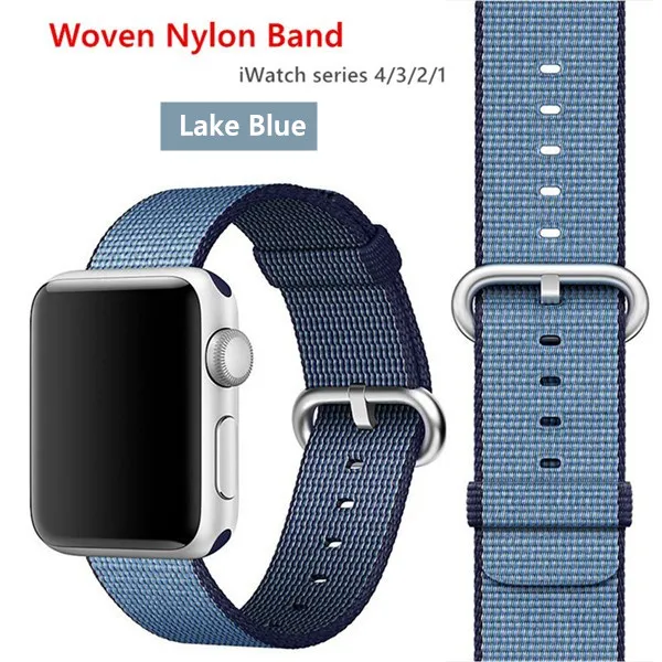 lake Нейлоновый ремешок для apple watch band 42 мм 38 мм iWatch 4 Band 44 мм 40 мм браслет ремень Спортивная петля ремешок для apple watch 4 3 2 1 - Цвет ремешка: lake