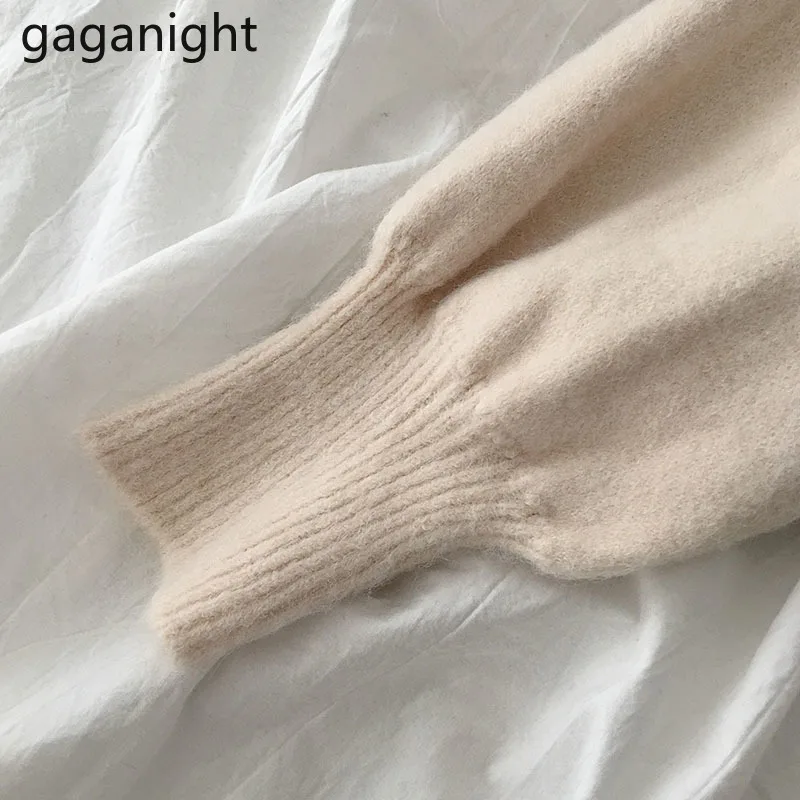 Gaganight Повседневный свободный Женский вязаный свитер кружевной лоскутный Питер