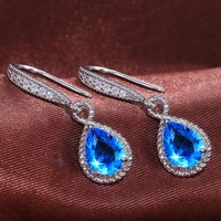 huitan gorgeous aaa sky blue cubic zirconia water drop dangle earrings for party noble wedding women earrings classic jewelry