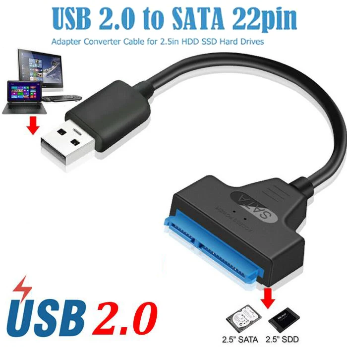

Кабель-Переходник USB 2,0 для SATA 22 Pin