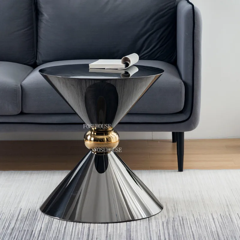 Nordic Coffee Table Stainless Steel Modern Minimalist Living Room Sofa Side Glass Corner Balcony Small Round Tables | Мебель