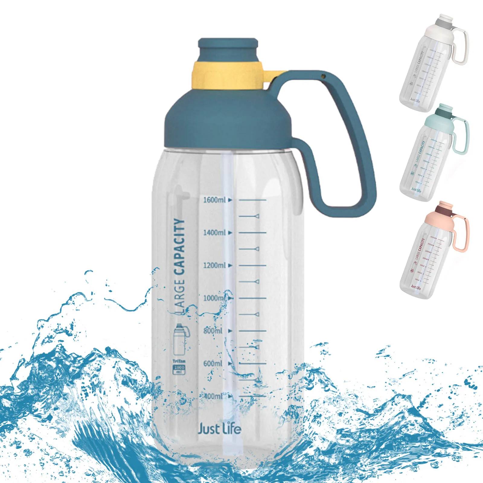 

1800ml Student Water Bottle, High Temperature Resistant Kettle, Portable Handle Space Straw Bottle