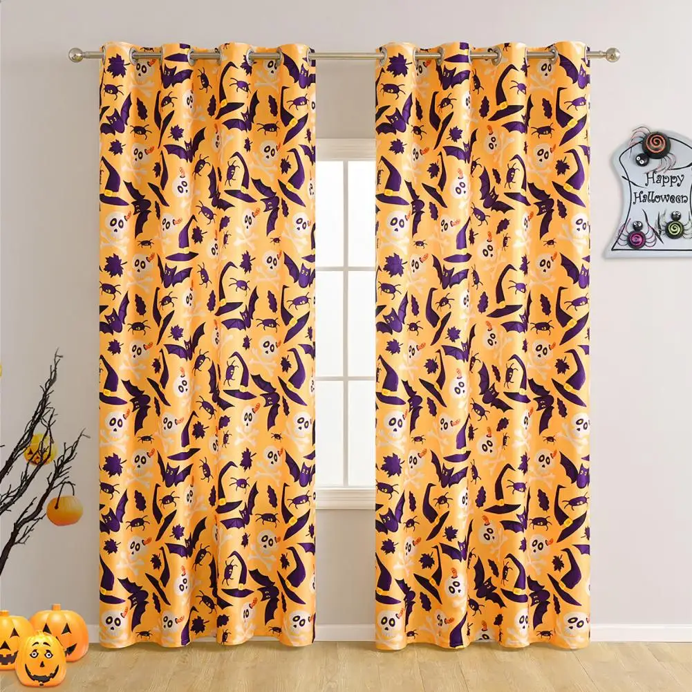 Useful Tulle Drape Reusable Washable Trick or Treat Bat Pattern Window Sheer Treatment Curtain | Дом и сад