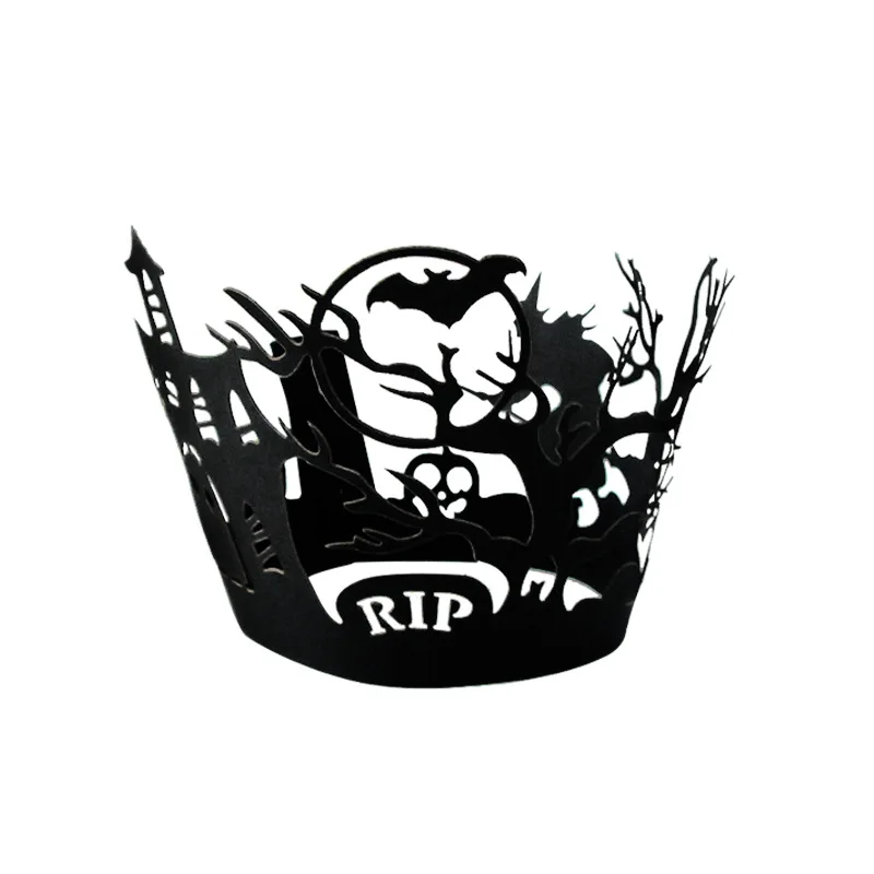 12 шт. бумажная чашка для Хэллоуина паутина тыква ужас замок торт обертка кекс