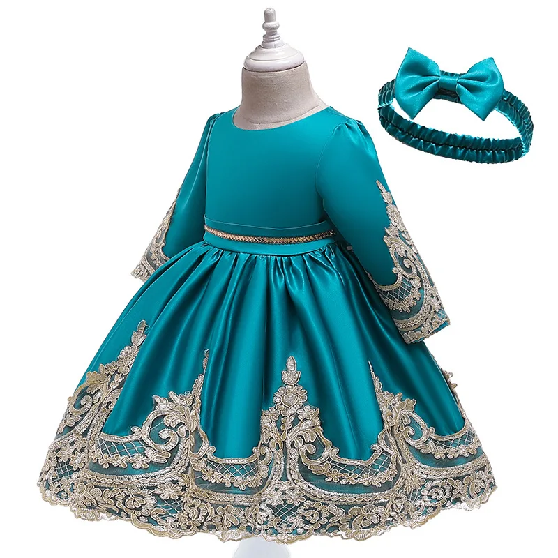 Платье для девочек Свадебная вечеринка вышивка с золотыми блестками принцессы