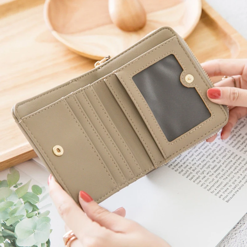 

ASDS-Short Wallet Female Student Cute Folding Wallet Card Holder Coin Purse Female