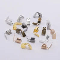 100pcslot metal fold over end clasps end caps bead leather cord crimp connectors for diy jewelry making findings supplies