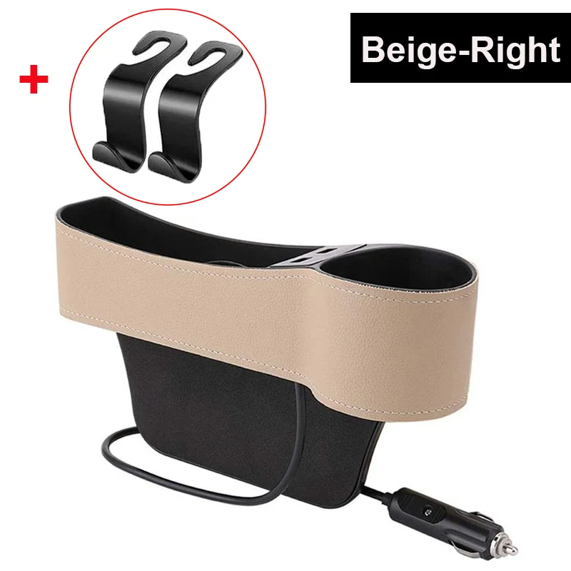 

Universal Car Seat Storage Box With Dual USB Charging Port Cup Holder Car Organizer Front Seat Gap Filler Interior Accessories
