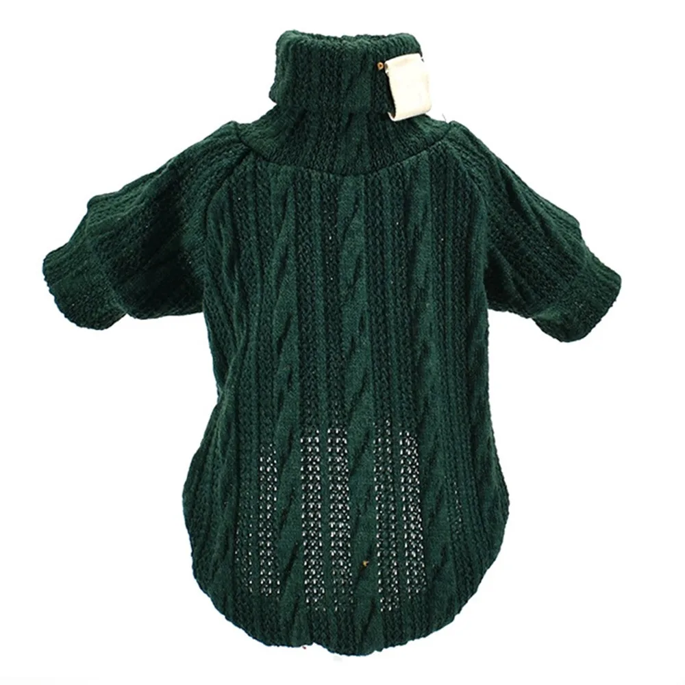 GREEN Pet Dog Sweater Cat Turtleneck Sweater Winter Warm Knitted Dog Clothes Small Dogs Clothing Puppy Coat Pet Wearing Products - Цвет: GREEN