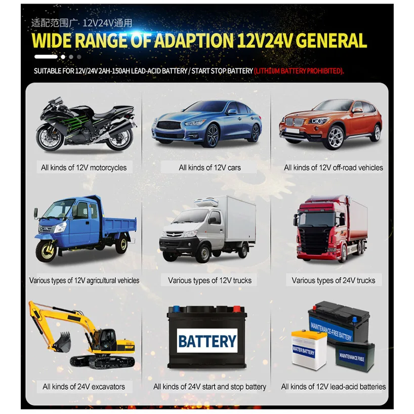 Смарт 12V 24V Автомобиль Мотоцикл Батарея Зарядное устройство Desulfator интеллигентая