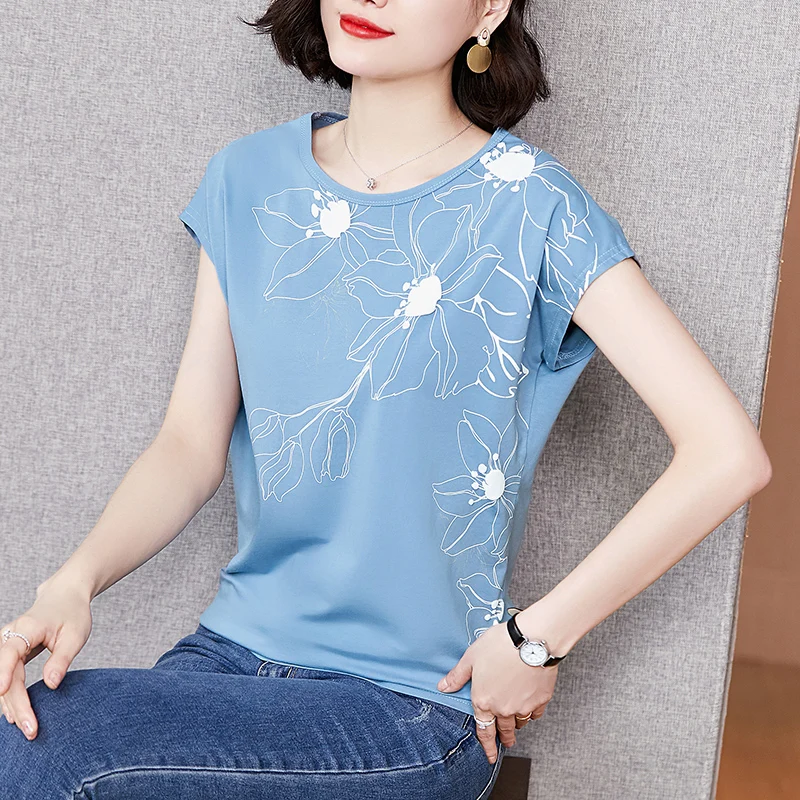 2021 летняя повседневная женская рубашка Новинка Футболки хлопок свободный рукав