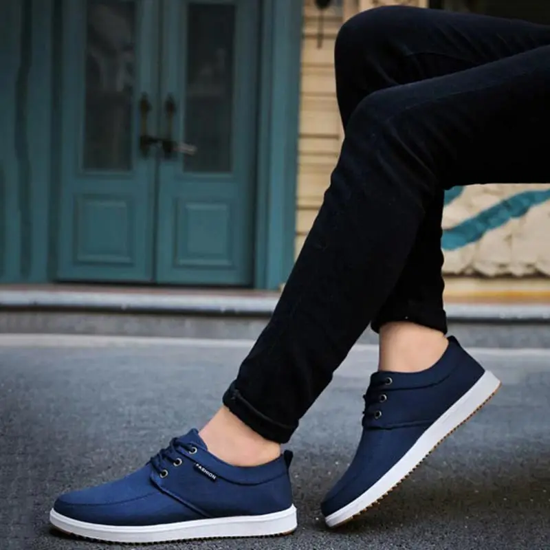 Мужские кеды холщовые кроссовки на шнуровке Повседневная Удобная однотонная