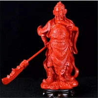 natural cinnabar carved red loyalty guan gong statues et sculptures collection ornaments