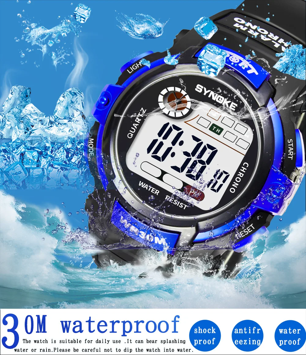 Новое поступление 2020 Желтые Модные светодиодные часы SYNOKE водонепроницаемые