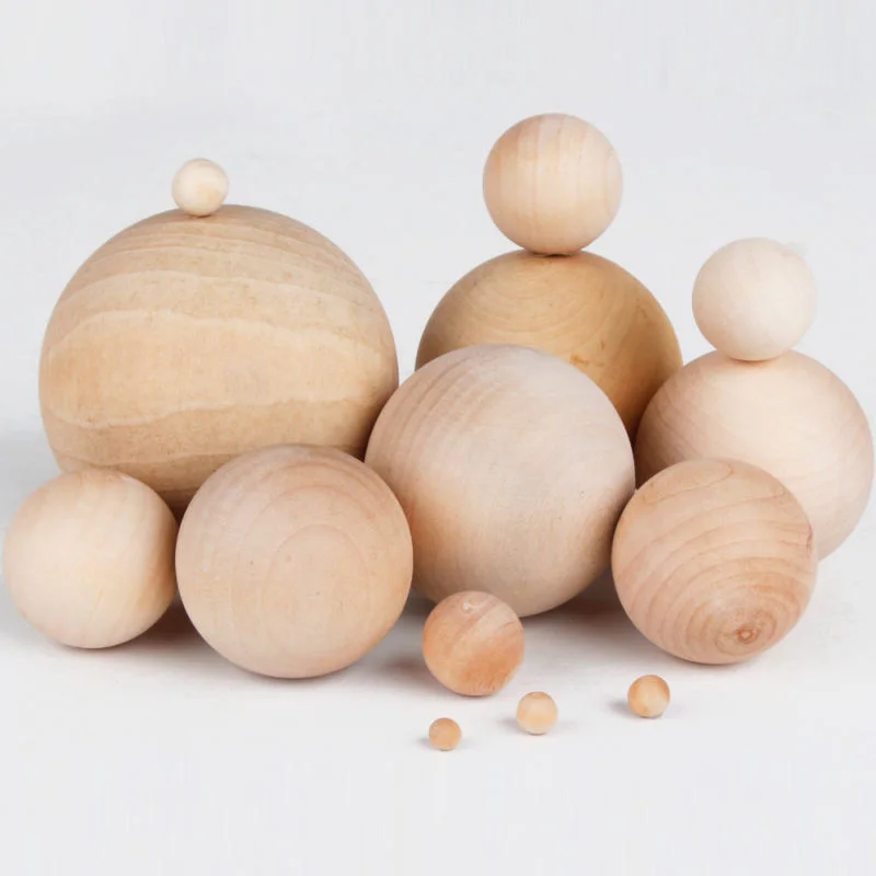 Natural Wooden Beads 30/40/50/60mm Diameter Round Wood Balls Spheres Craft DIY Ball Jewelry Carving Beads Wedding Home Decor