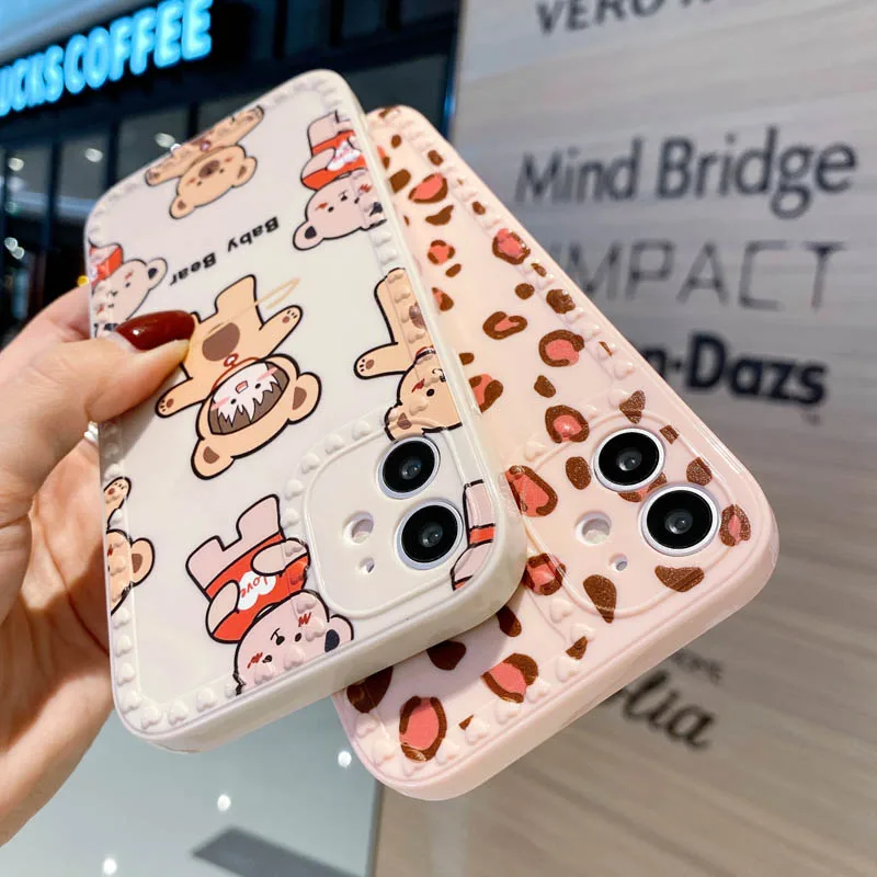 

Cute Candy Color Bear Phone Case for iphone 11 12 Pro XS Max XR X Funda On iPhone 8 7 6 6S plus SE 2020 Silicone Cover ip 11 12