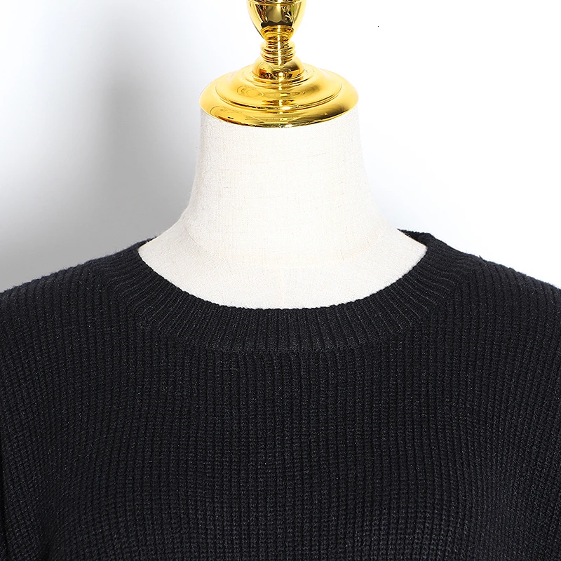 TWOTWINSTYLE Повседневный лоскутный женский свитер с рюшами круглый вырез длинный