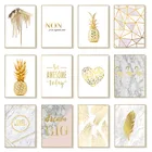 Алмазная картина 5D сделай сам, мозаика с инкрустацией золотыми ананасами, надписью Love, вышивкой крестиком, украшение для дома