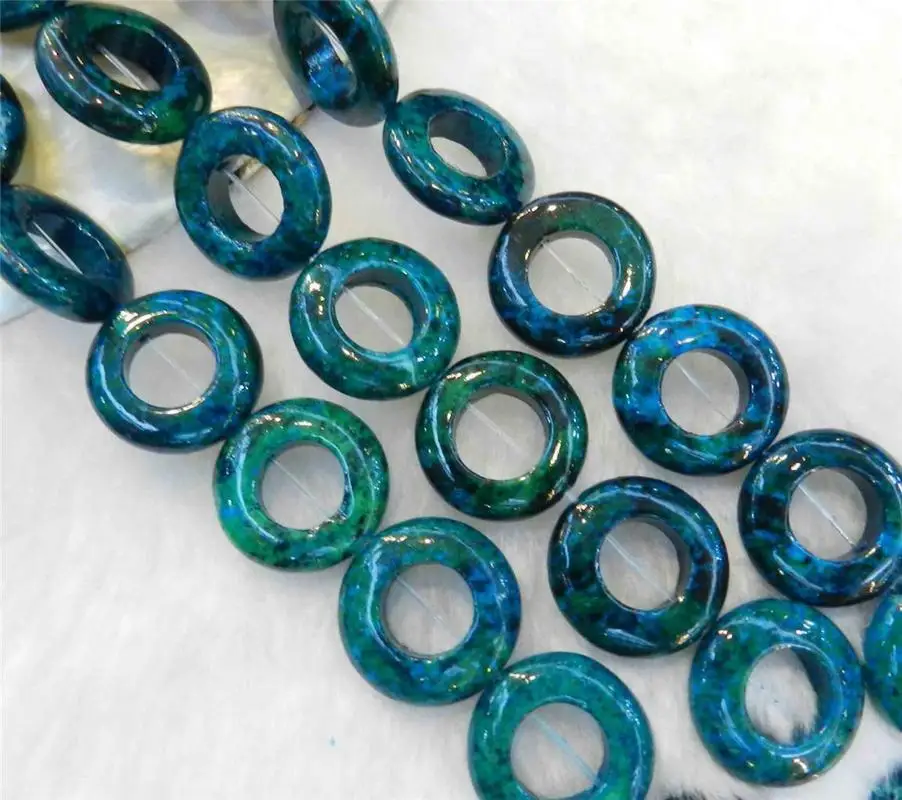 

20mm Ring Azurite Chrysocolla Gemstones Loose Beads Strand, 20PCS Beads
