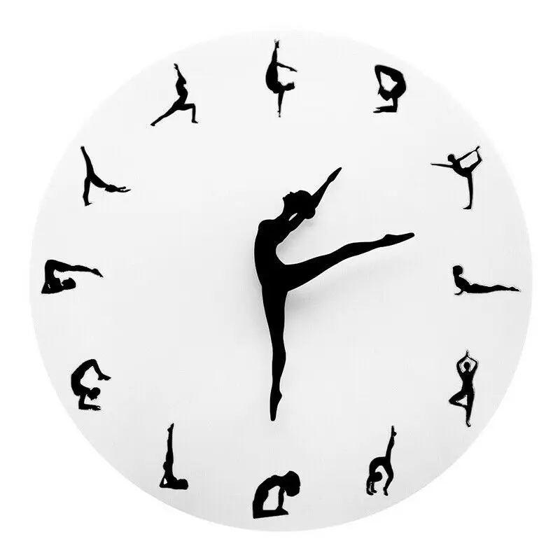 30 см Йога Postures настенные часы с тихим ходом Современные часы домашние декоративные часы украшения настенные часы креативные DIY Йога узор часы