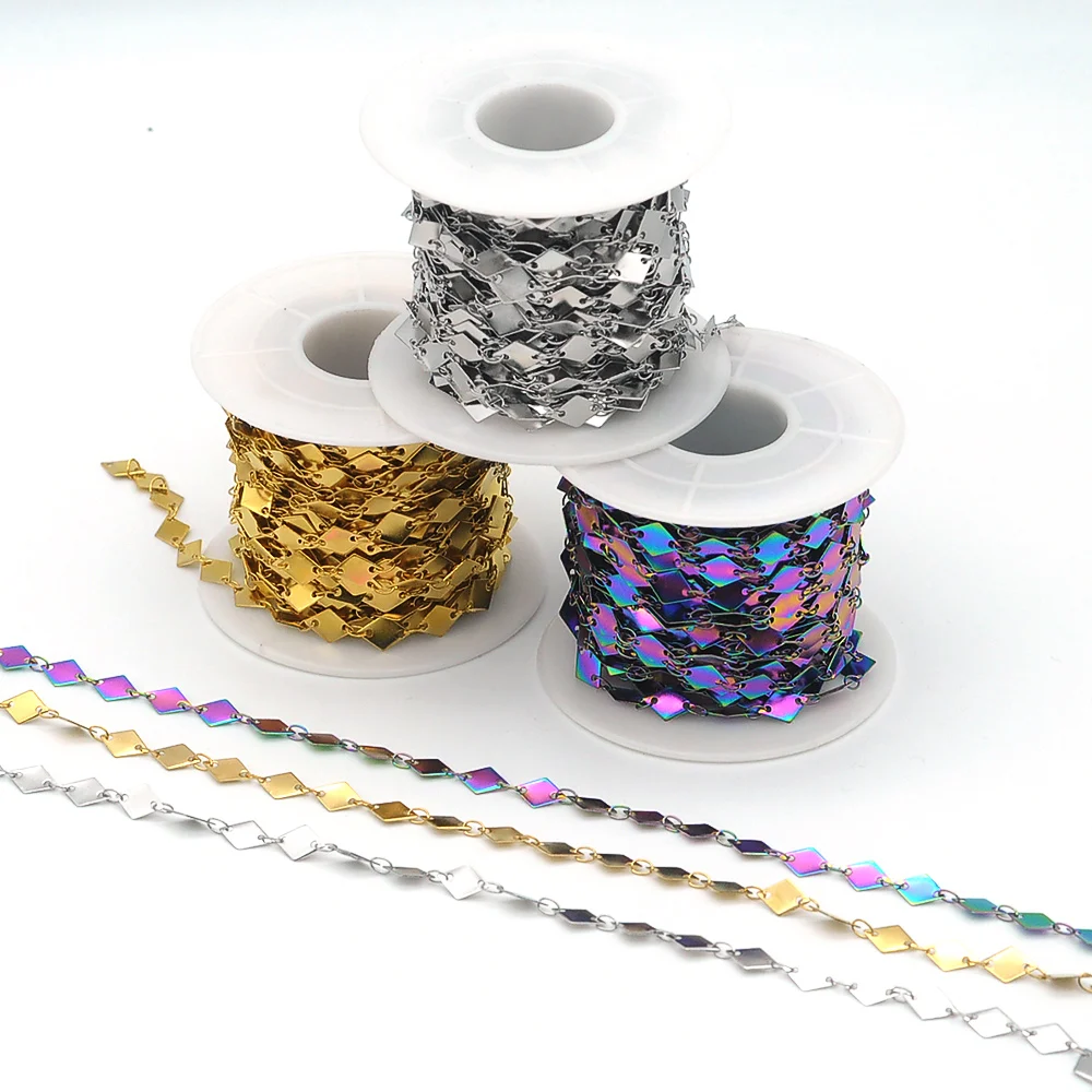 

10 meters/lot 6x8mm Rhombus 100% Stainless Steel DIY Jewelry Chains Wholesale For Necklace Bracelet Making Factory Price