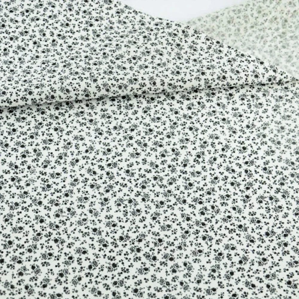 Cotton Fabric 2016 Small Black Flower Printed Sewing Pre-cut Fat Quarter Lovely Designs Tissue Crafts Dolls FabricCM Patchwork | Дом и сад