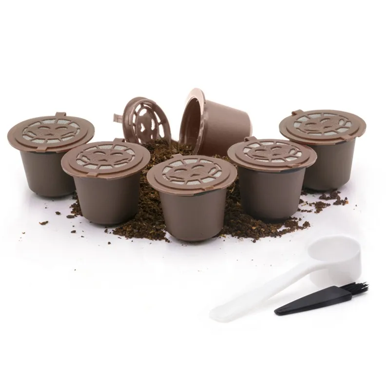 3 PCS Coffee Filter 20ML Reusable Refillable Capsule Filters for Nespresso with Spoon Brush Kitchen Accessories | Дом и сад