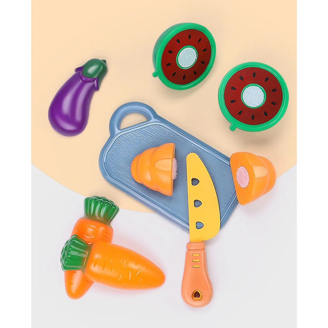 

39Pcs Children Pretend Play Supermarket Cash Register Playset with Cutting Toys Children Educational Toy Gift - Orange blue