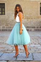 2020 turquoise two pieces party prom gown cheap draped tulle satin knee length bridesmaid dresses with detachable skirt