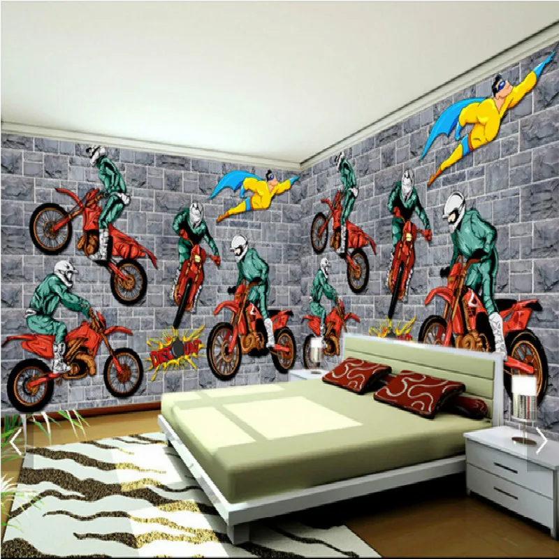 3D обои для мотокросса большие 3d спальни гостиной ТВ фон Объемные обои|3d wallpaper|mural
