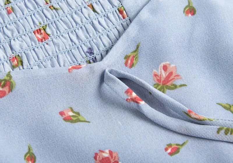 

Women's Sexy Style Blouse Bow Floral Pattern Square Collar Puff Sleeve Summer