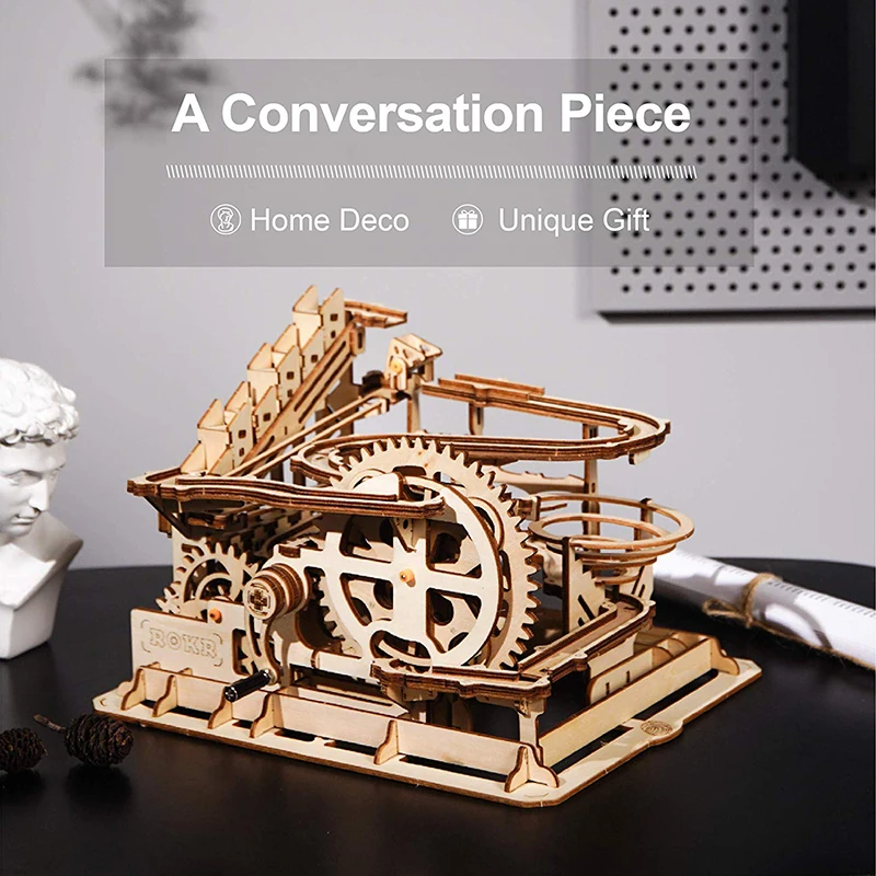 ROKR мраморная гоночная Беговая лабиринт шары трек DIY 3D деревянная головоломка модель американских горок строительные наборы игрушки для детей Прямая поставка