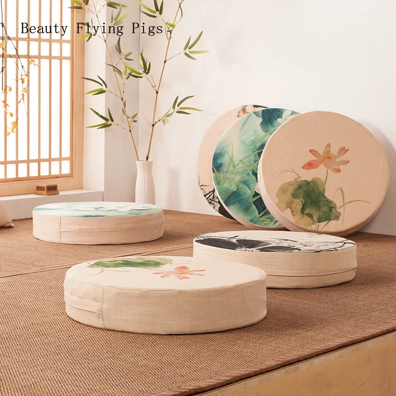 Лен футон дома подушки утолщение на коврик для медитации поклонения Будде из