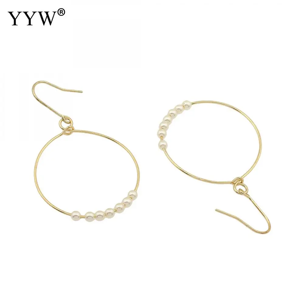Женские полые круглые висячие серьги с пластиковым жемчугом модные стильные