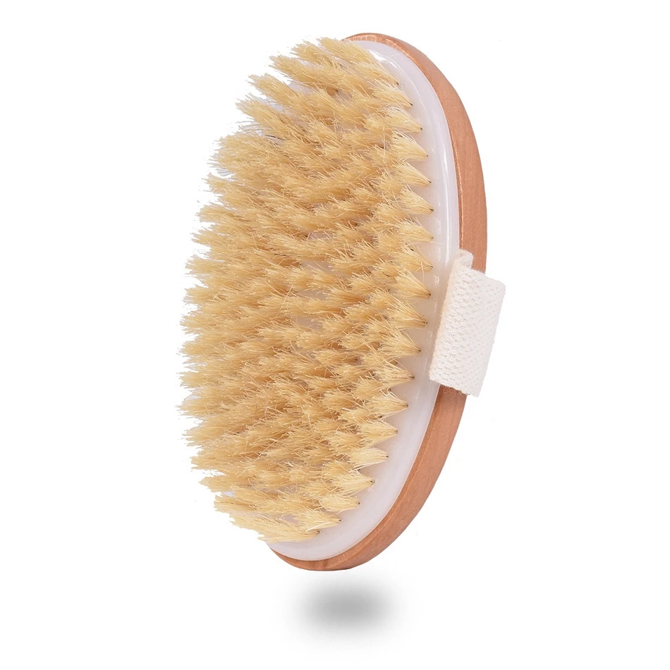 

Natural Boar Bristles Dry Body Brush Wooden Oval Shower Bath Brushes Natural Bristle - Remove Dead Skin and Toxins, Cellulite T