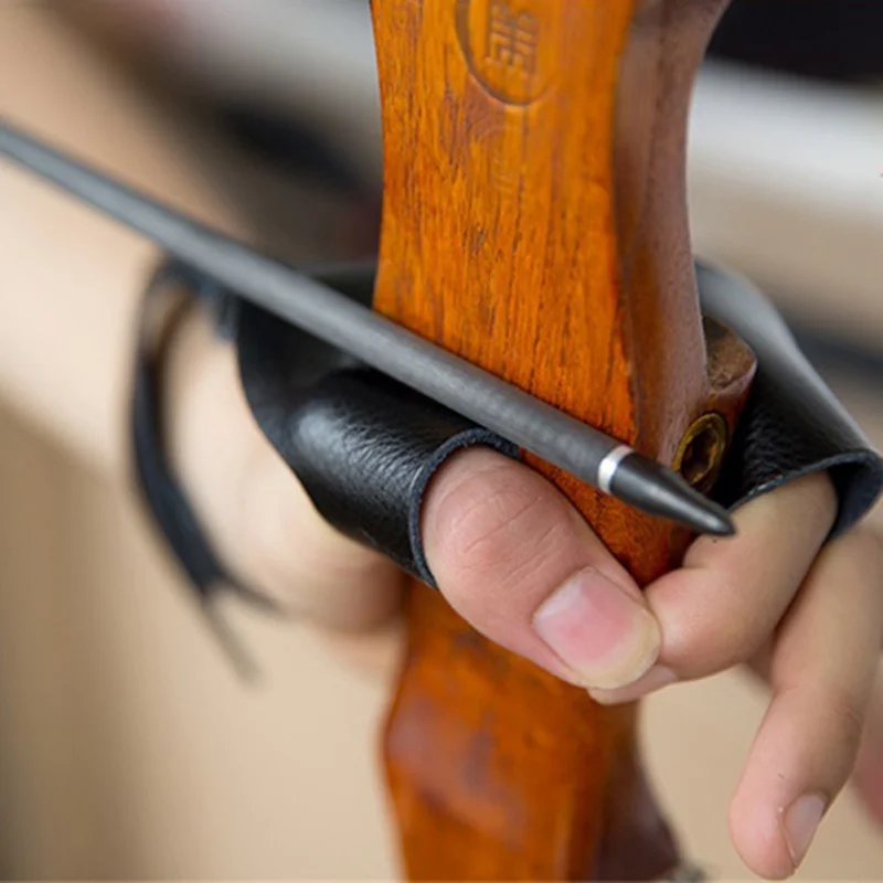 Outdoor hunting Leather Left Hand Archery Arrow Bow Hunting Shooting Protective Finger Protector Guard Two Fingers Protect Glove