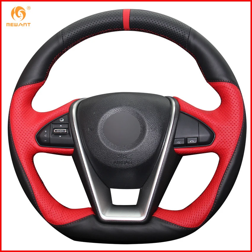 MEWANT черный красный чехол рулевого колеса автомобиля из натуральной кожи для Nissan