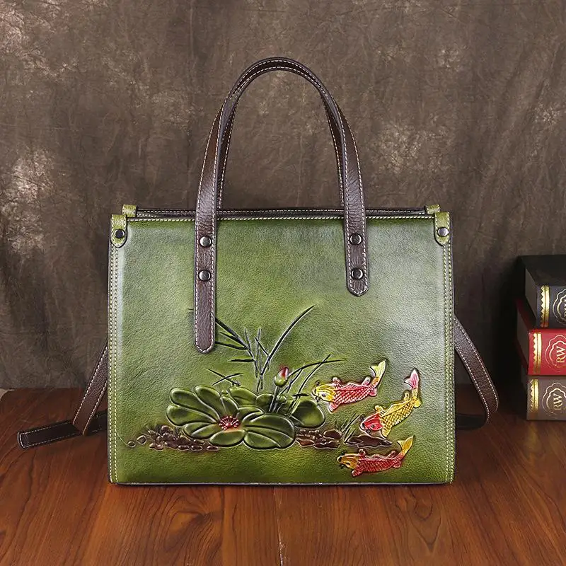 

Vintage Large Capacity Women Bag 2021 New Genuine Leather Luxury Handbag First Layer Cowhide Shoulder Bags Casual Tote