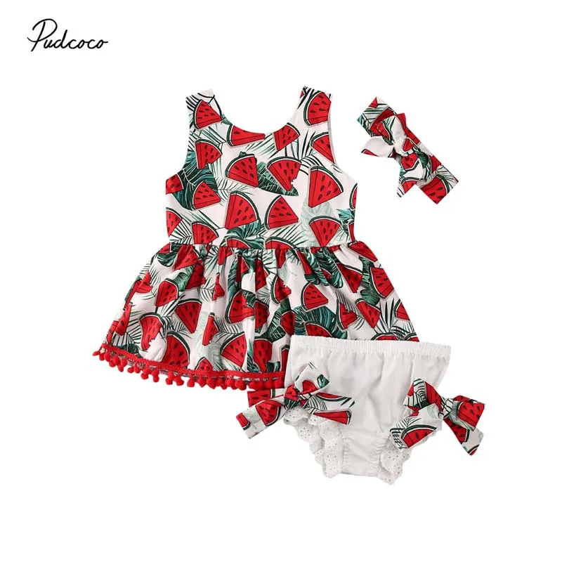 2020 г. Летняя одежда для малышей Топы с кисточками и принтом арбуза маленьких
