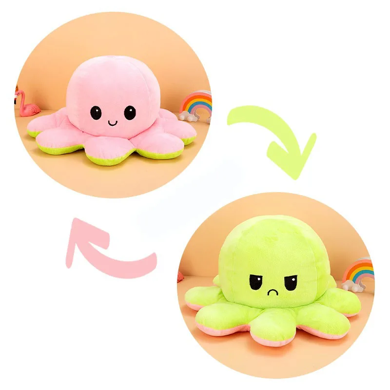 

Double Side flip Doll Poupe de poulpe Kawaii Super Soft Toy Christmas Gift lovely emotion Happy-angry Cute Marine Dolls