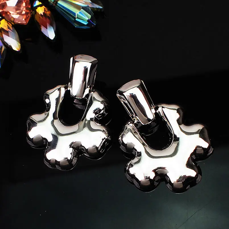MANILAI Fashion Metal Geometric Stud Earrings For Women Smooth surface Alloy Maxi Big Party Gifts Jewelry | Украшения и