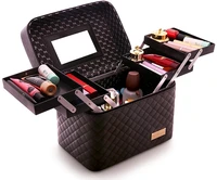 multifunction travel cosmetic bag with mirrorblack portable makeup organizer caseearrings and necklace storage display box