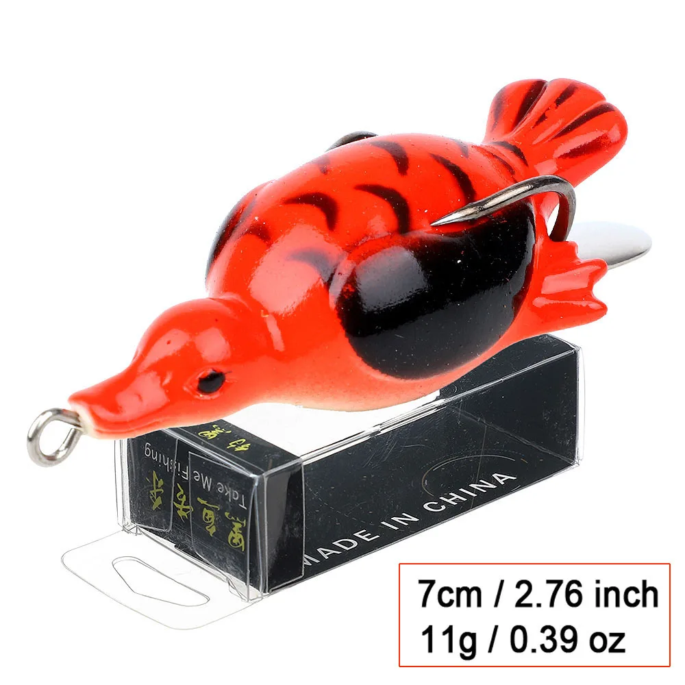 Red 7cm 11g DONQL 1 шт. лягушка утка Рыбалка Тонущая приманка воблеры Искусственные Силиконовые мягкие приманки ложка 7 см 11 г топвотер лягушка джиг, приманка для рыбалки - Цвет: Red 7cm 11g