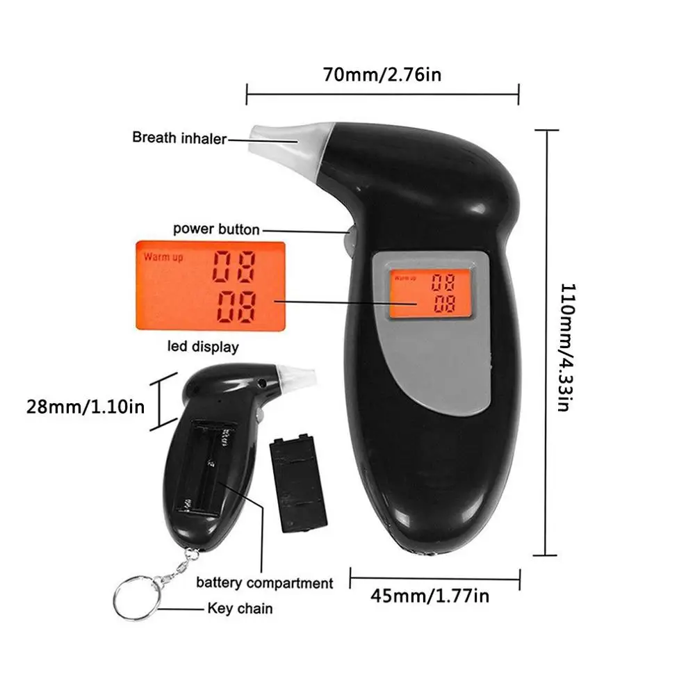 LCD Display Digital Alcohol Tester Beak Shape Professional Police Alert Breath Alcohol Tester Device Breathalyzer Detector