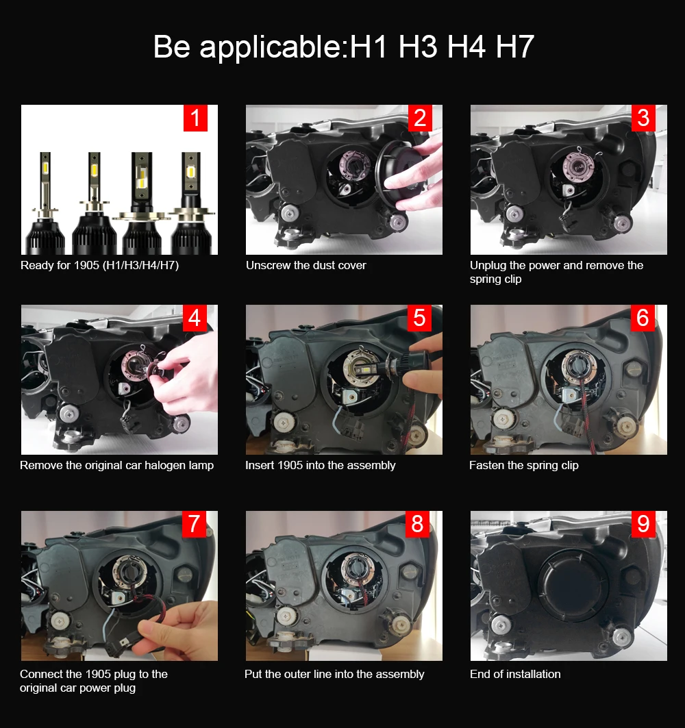 LSlight 2X Car headlight Kit H7 led h4 Auto Lights H8 H9 h11 9005 HB3 9006 HB4 LED H1 12V 6000K Car Lamp lampada luces para Bulb