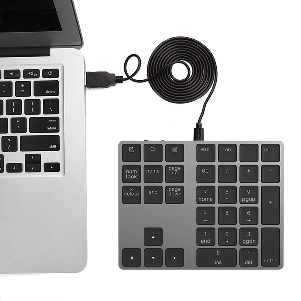 

34 Keys Numeric Keyboard Mini Digital Wired Keypad Ultra -thin For iMac/Mac Pro/MacBook/MacBook Air/Pro Laptop PC Black Silver