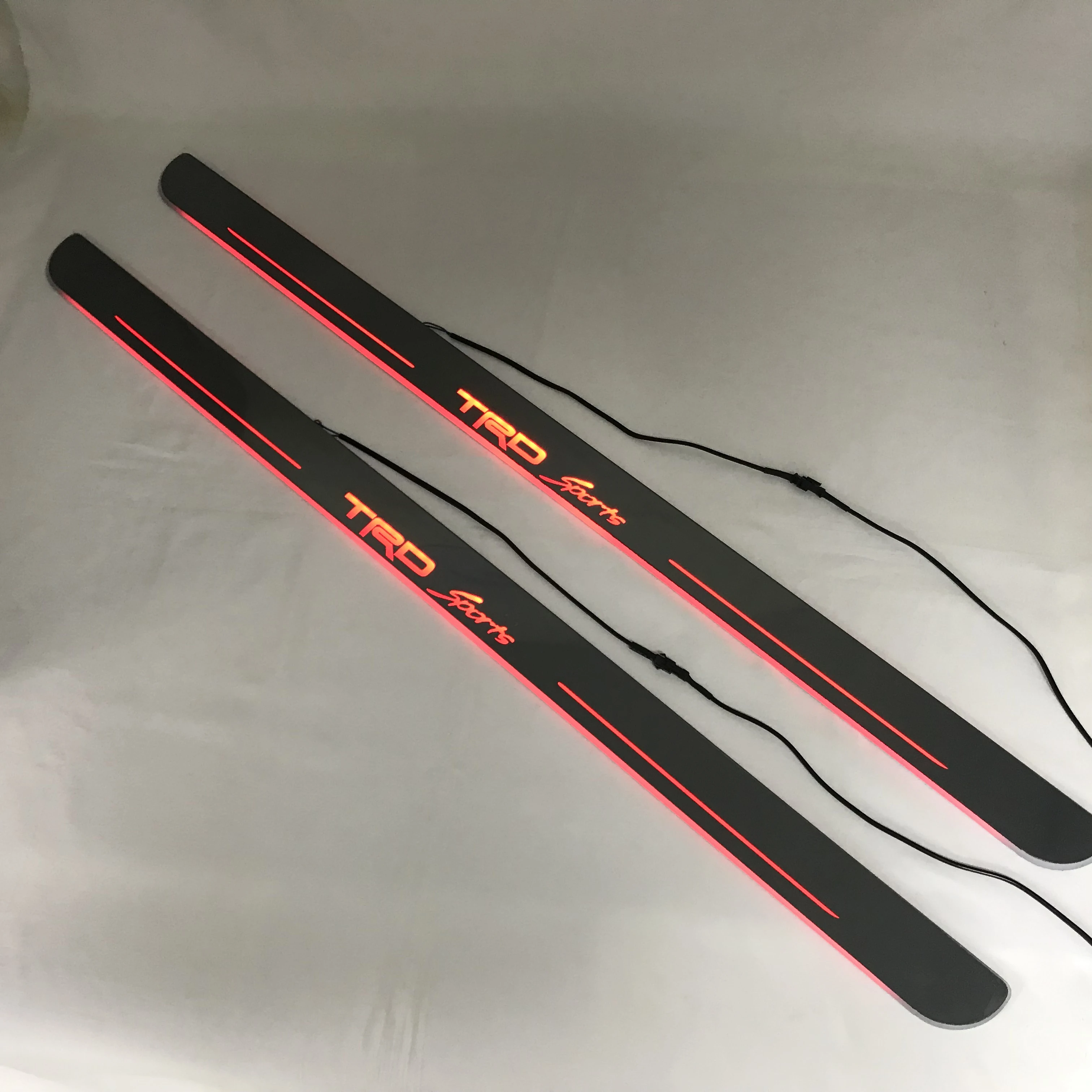 

RQXR led moving door scuff for toyota tundra trd sport coupe dynamic door sill plate flat lining overlay Flow/fixed light, 2pcs