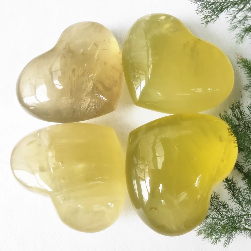 

7-8cm Top Pretty Natural citrine Crystal Heart Polished Yellow Quartz Gemstone Hearts Chakra Healing 1pcs
